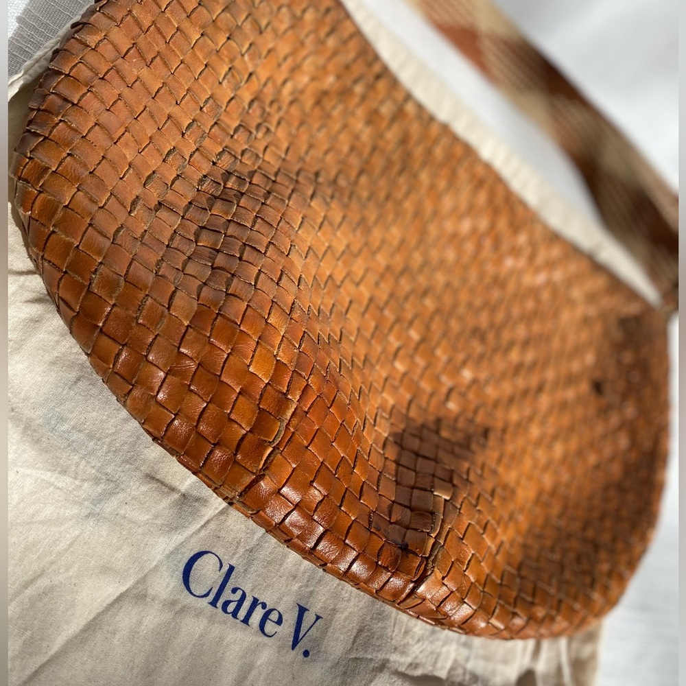 Clare V Leather woven Tan crossbody bag PRELOVED condition